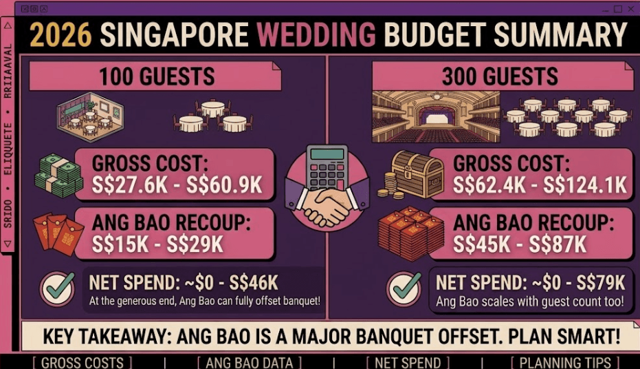 Singapore Wedding Budget Breakdown: What 100, 200, and 300 Guests Actually Cost in 2026