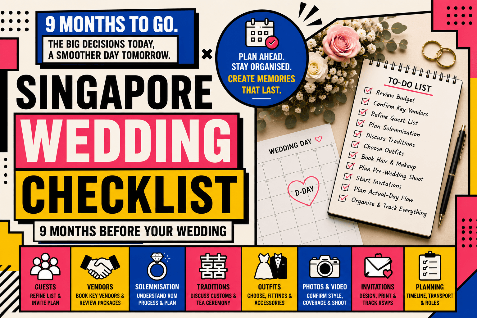 Singapore Wedding Checklist: 9 Months Before Your Wedding