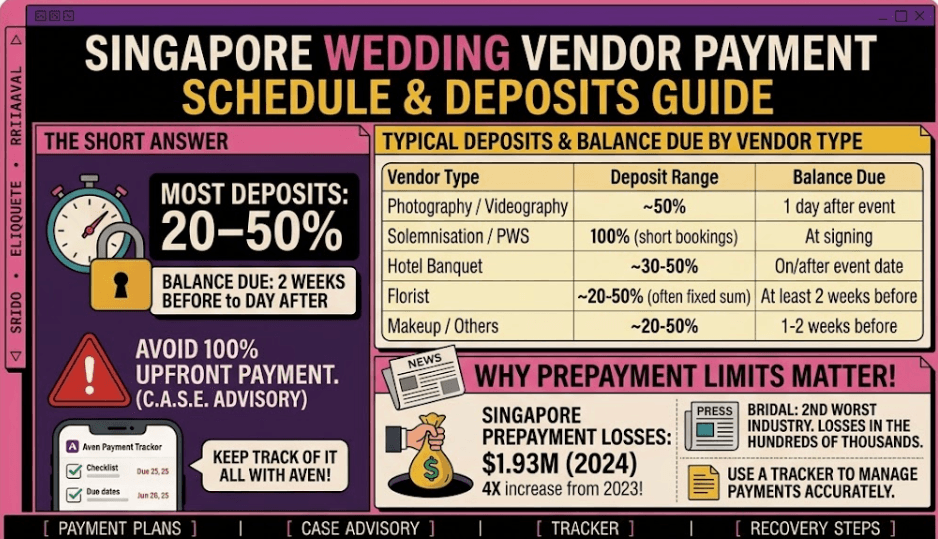 Wedding Vendor Payment Schedule in Singapore: How Much Deposit, and When Do You Pay the Rest?