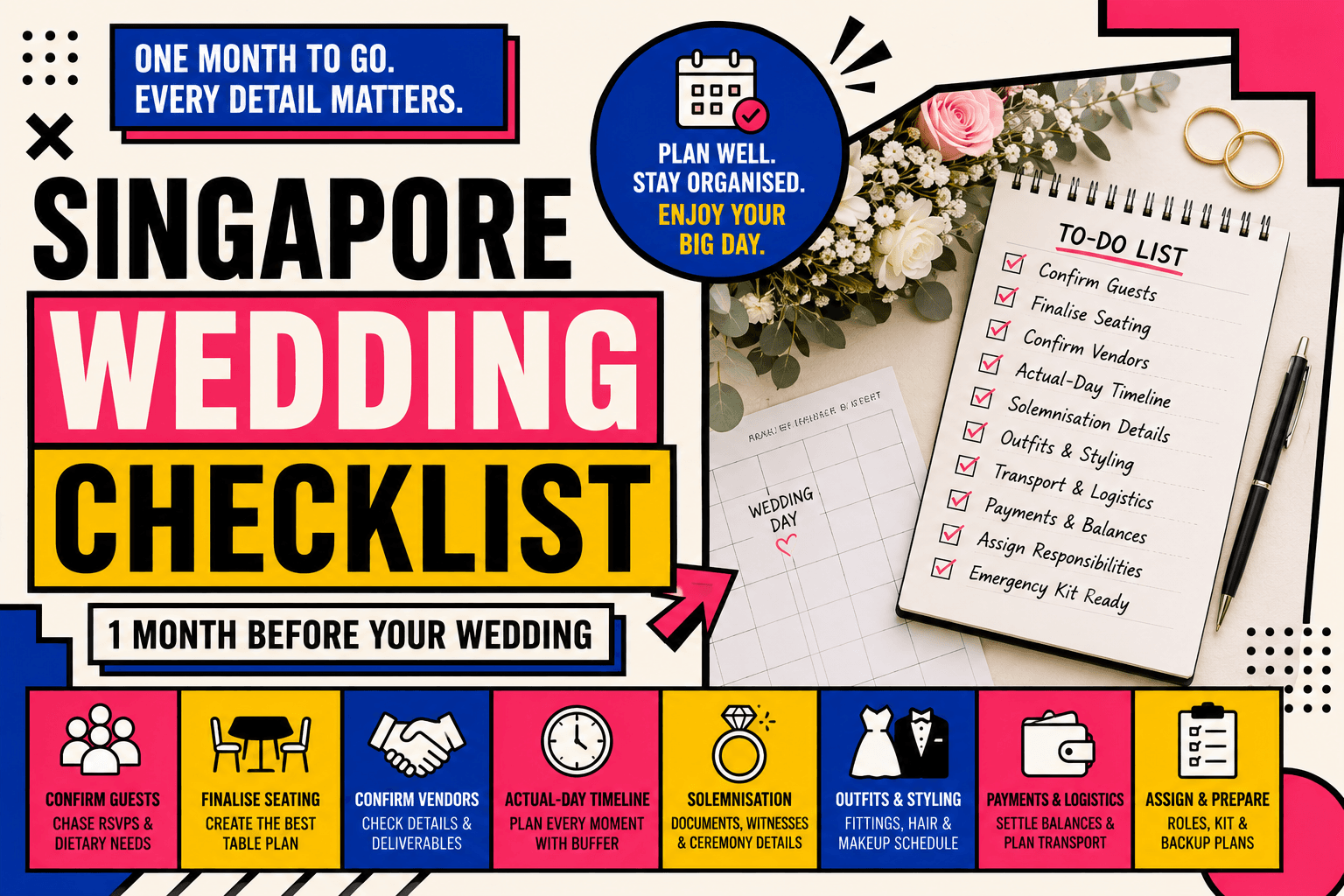 Singapore Wedding Checklist: 1 Month Before Your Wedding