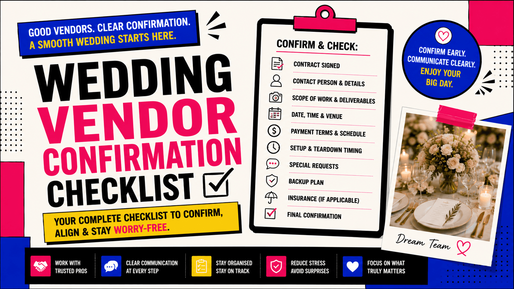 Wedding Vendor Confirmation Checklist: What to Confirm Before Your Wedding